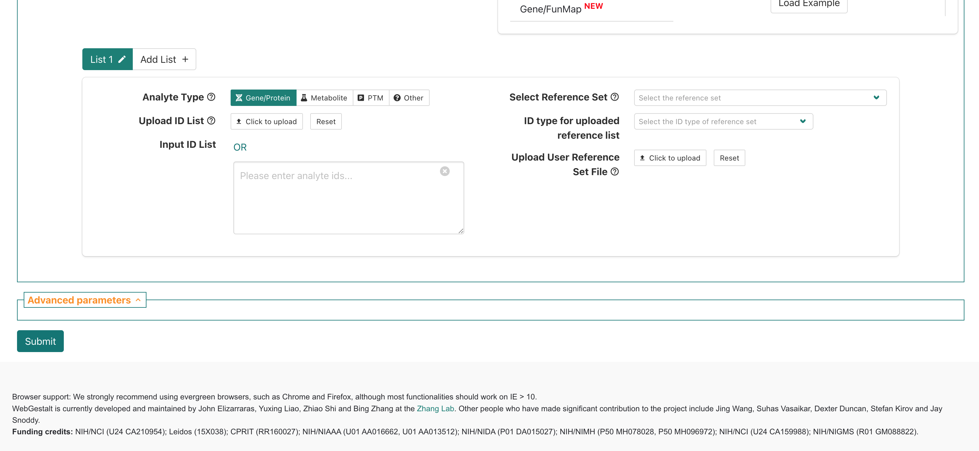 WebGestalt homepage overview