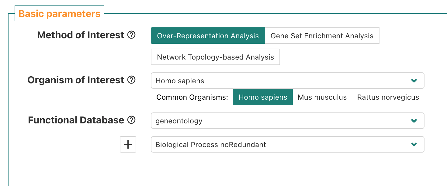WebGestalt basic parameters