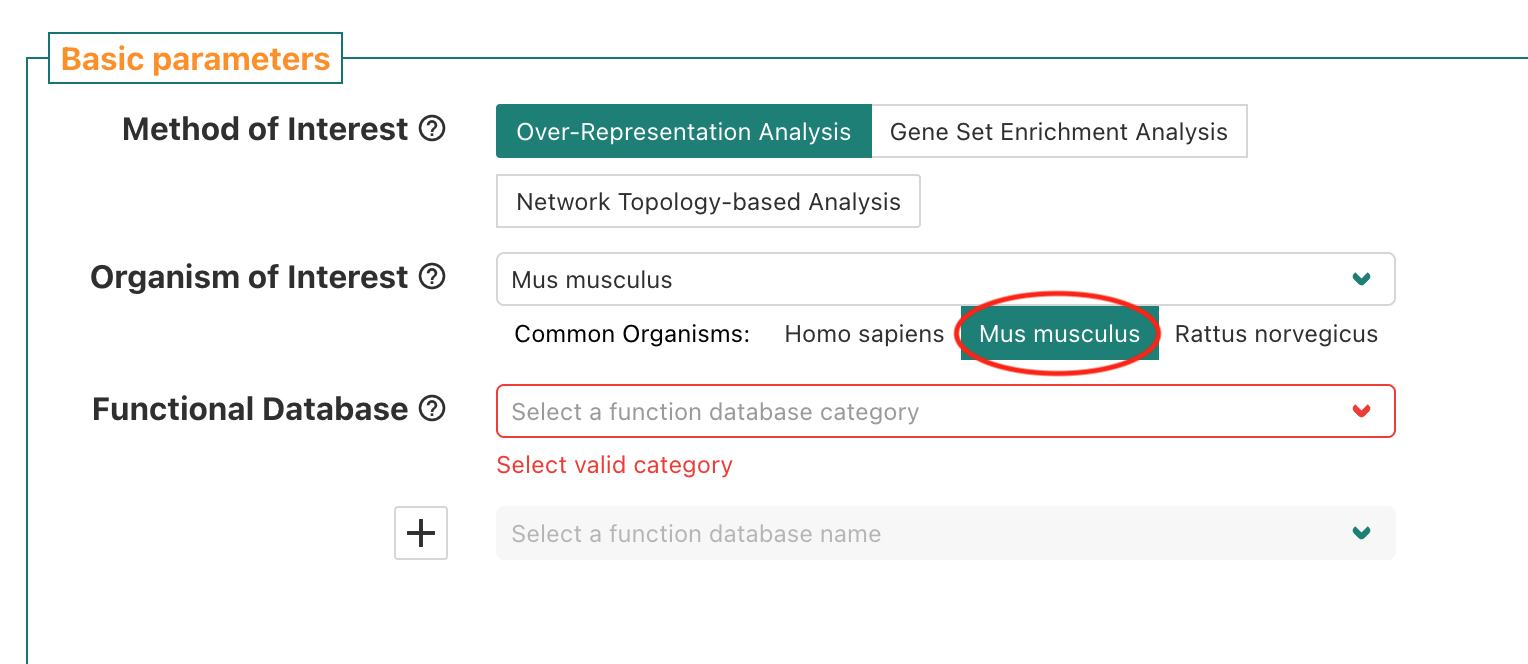 WebGestalt submit data for ORA