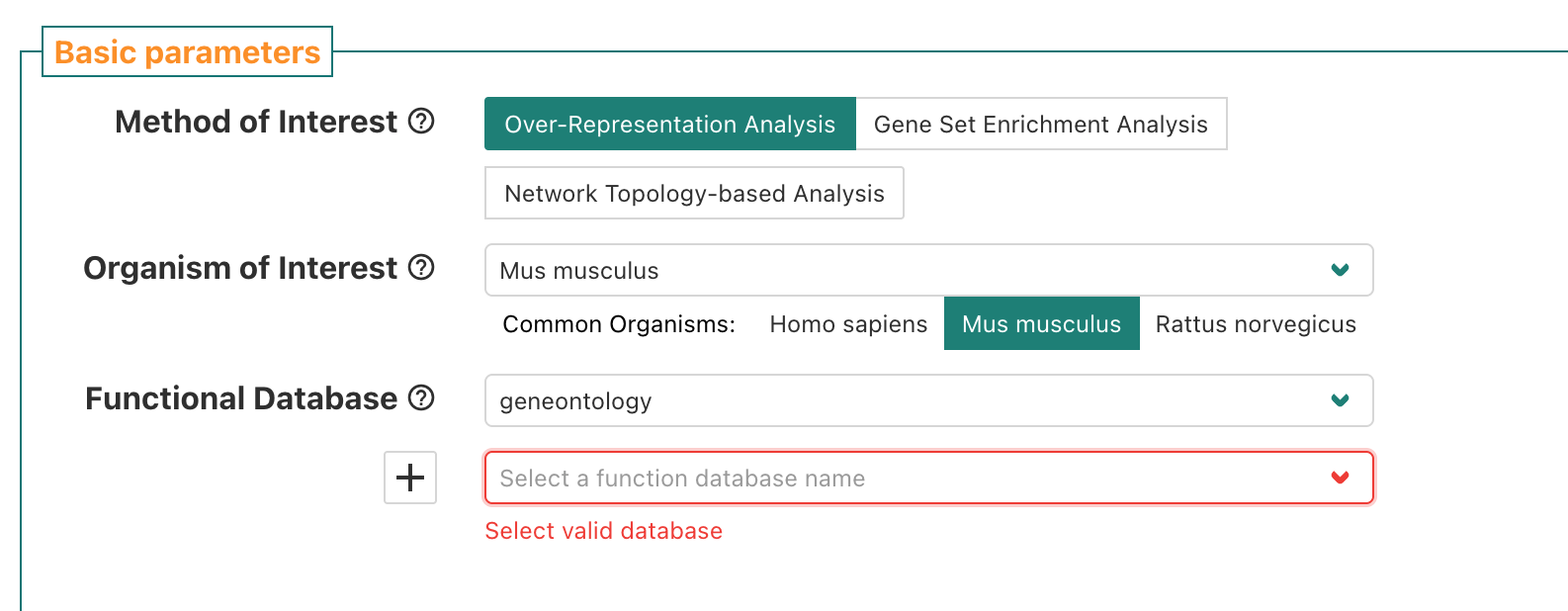 WebGestalt submit data for ORA