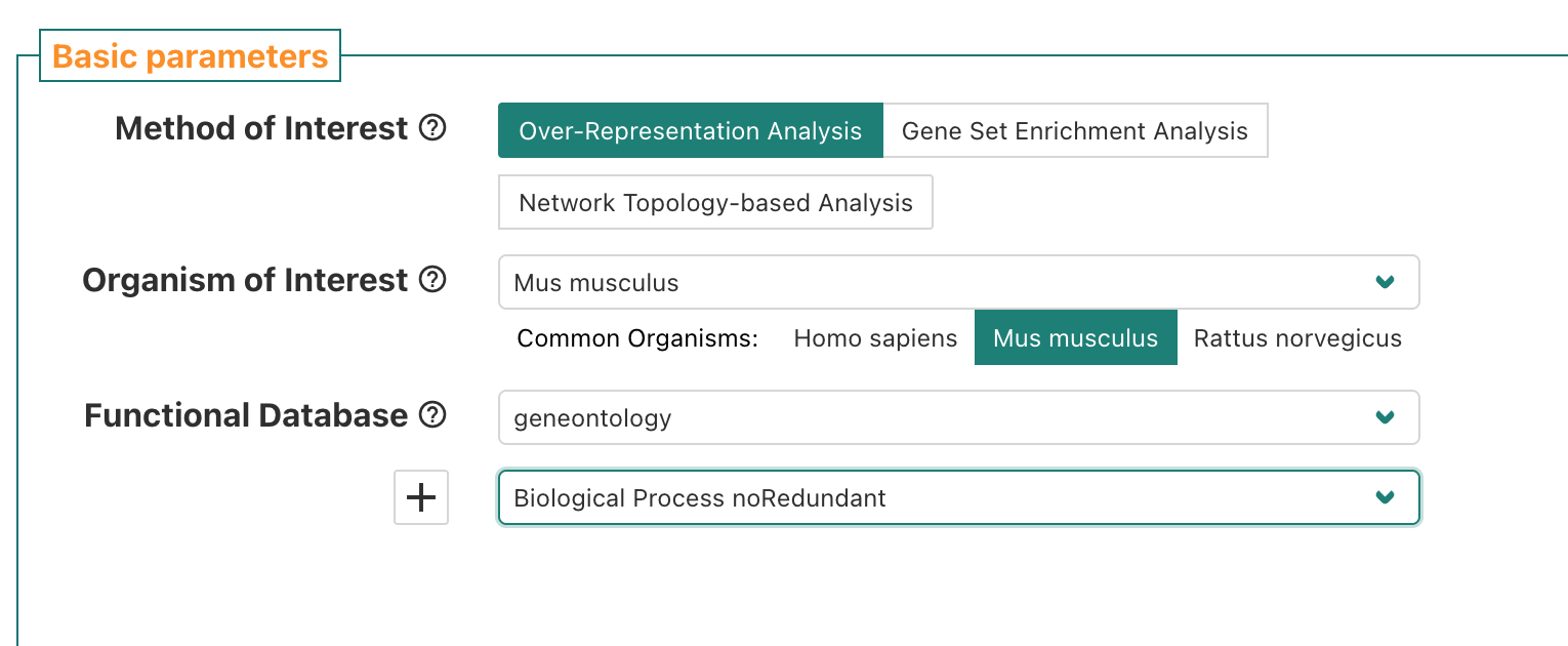 WebGestalt submit data for ORA