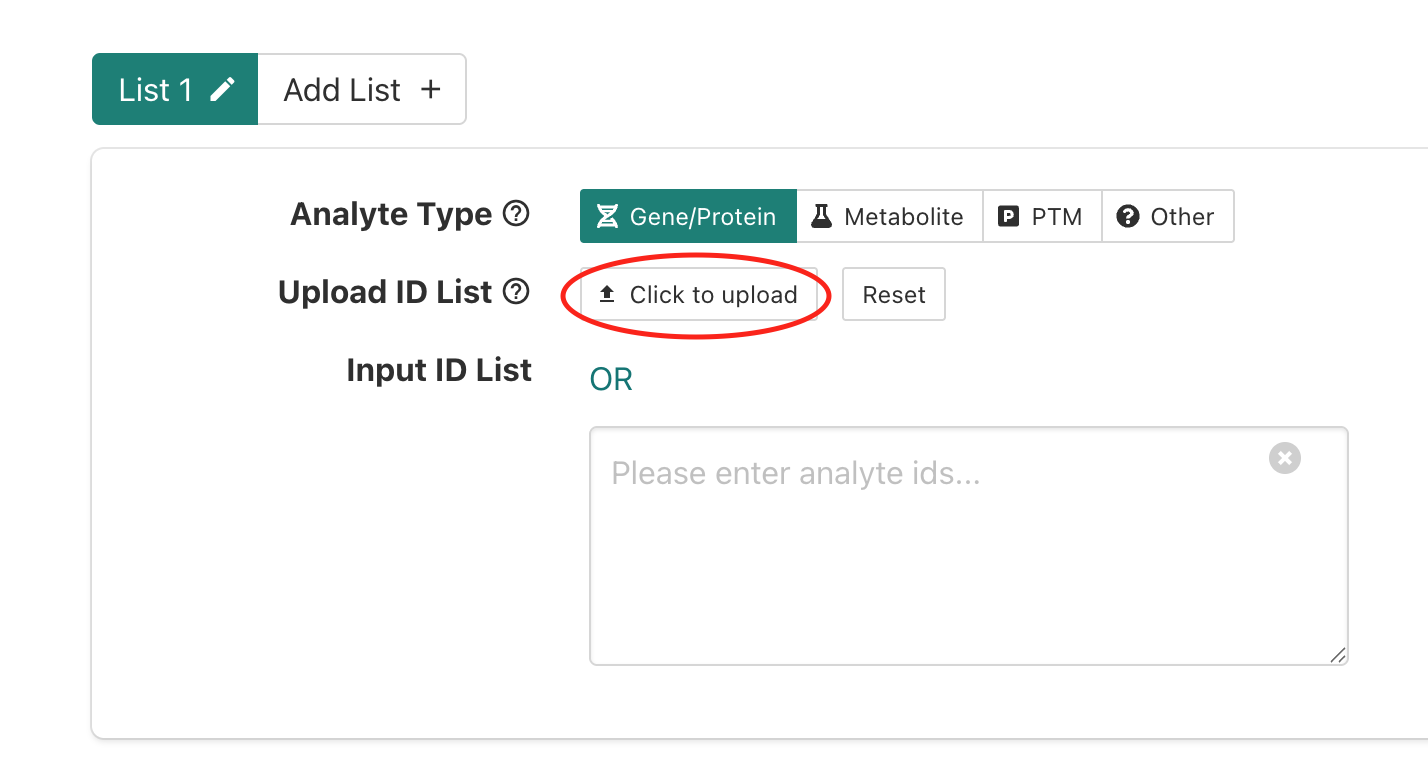WebGestalt submit data for ORA
