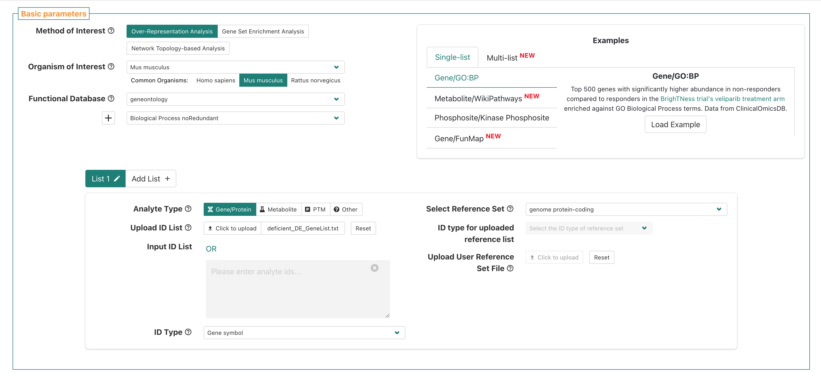 WebGestalt final selections
