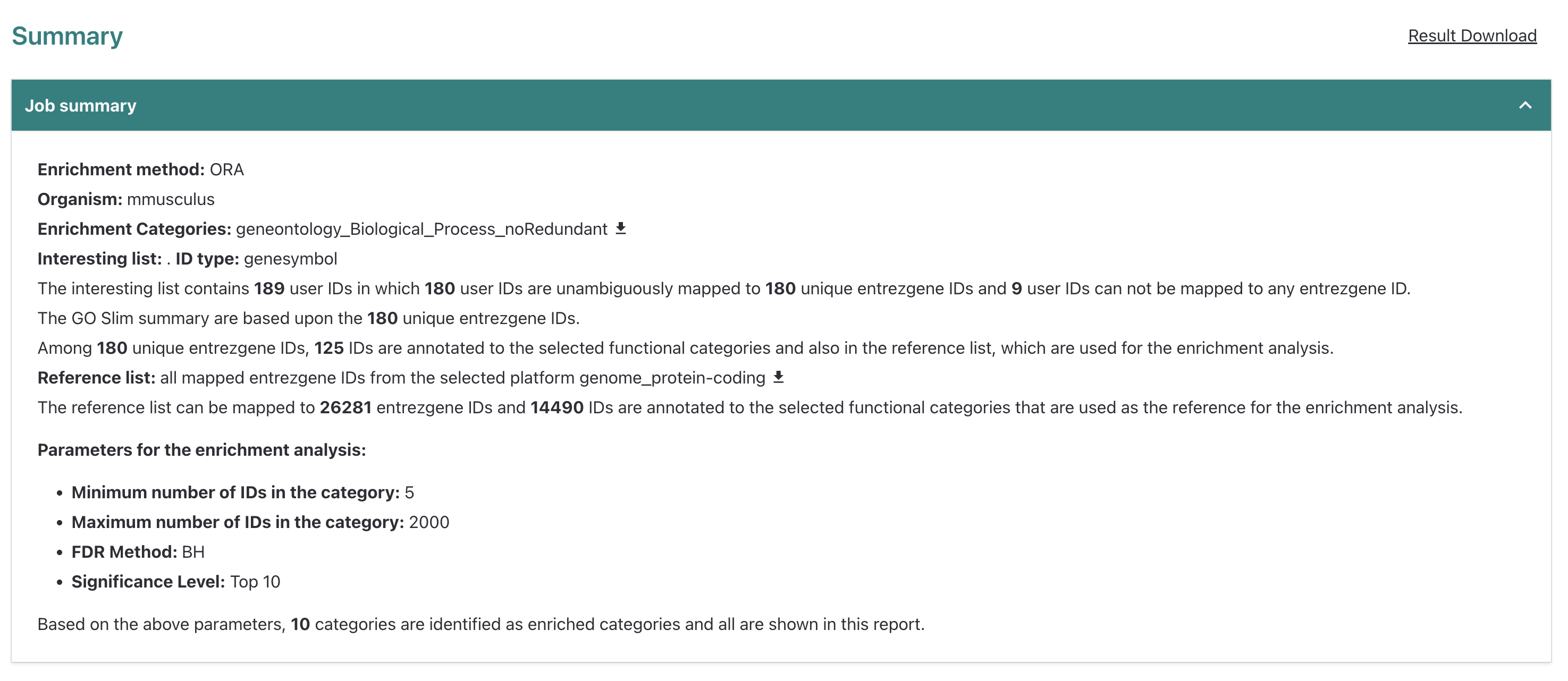 WebGestalt ORA example