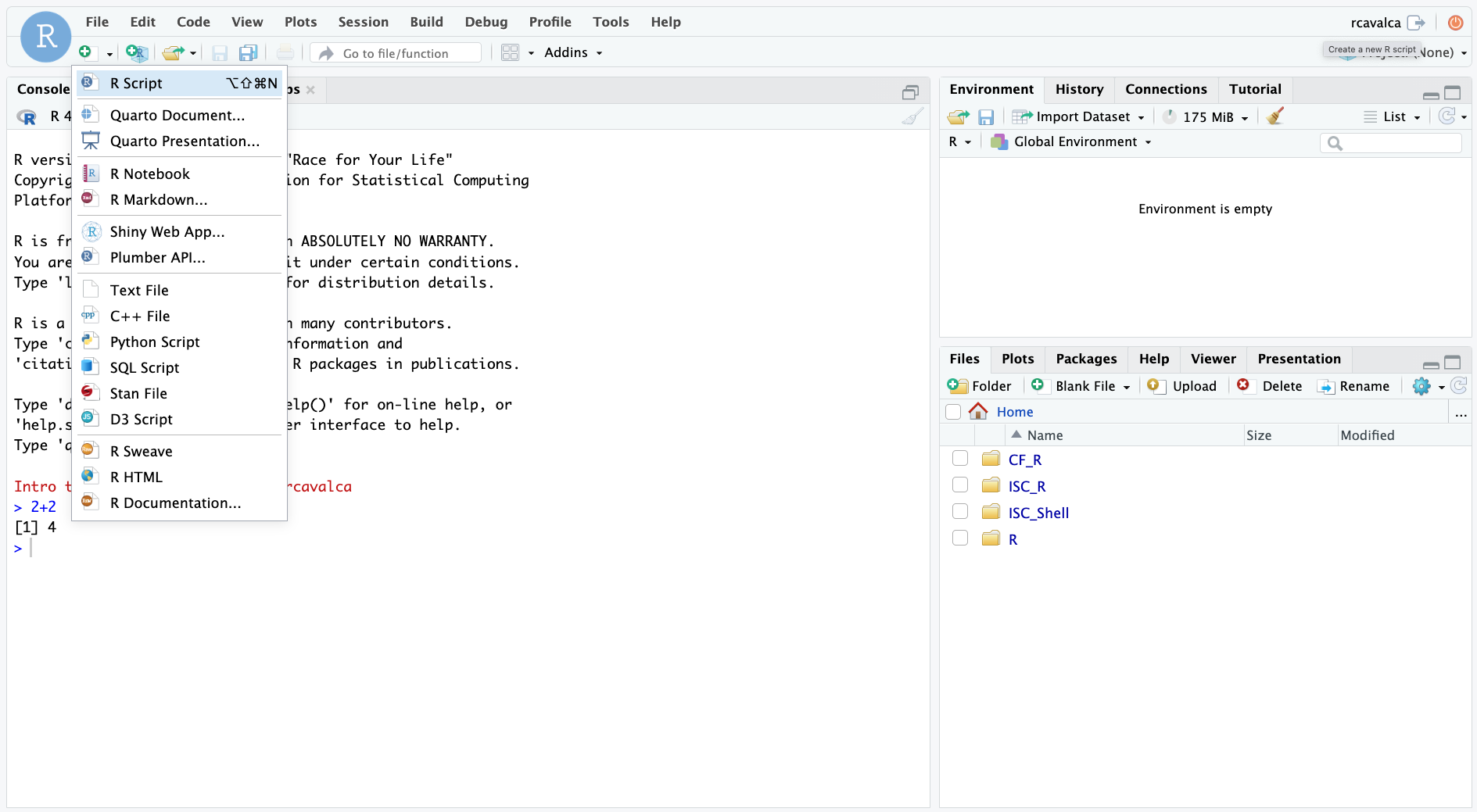 rstudio create script