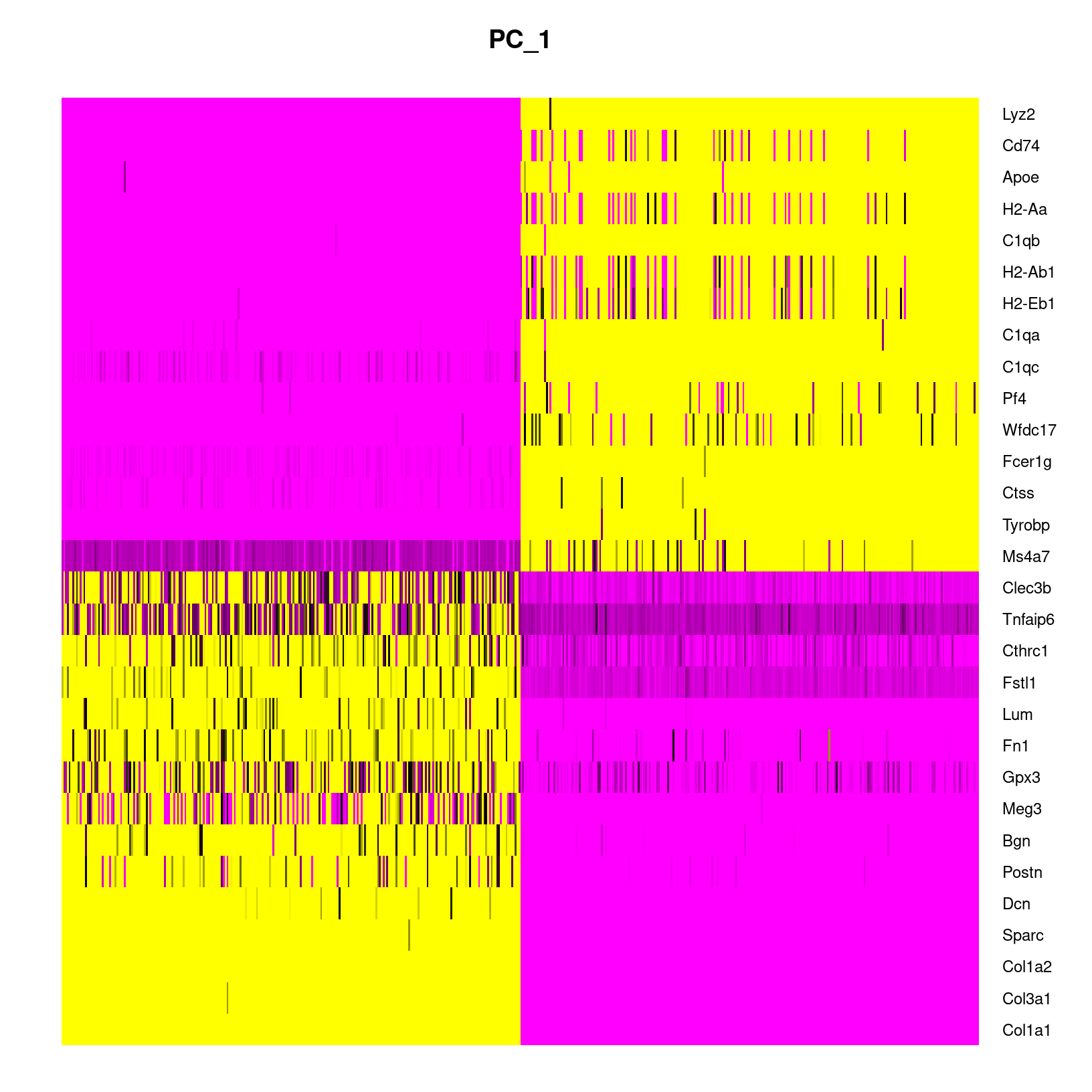 DimHeatmap for PC1 alone