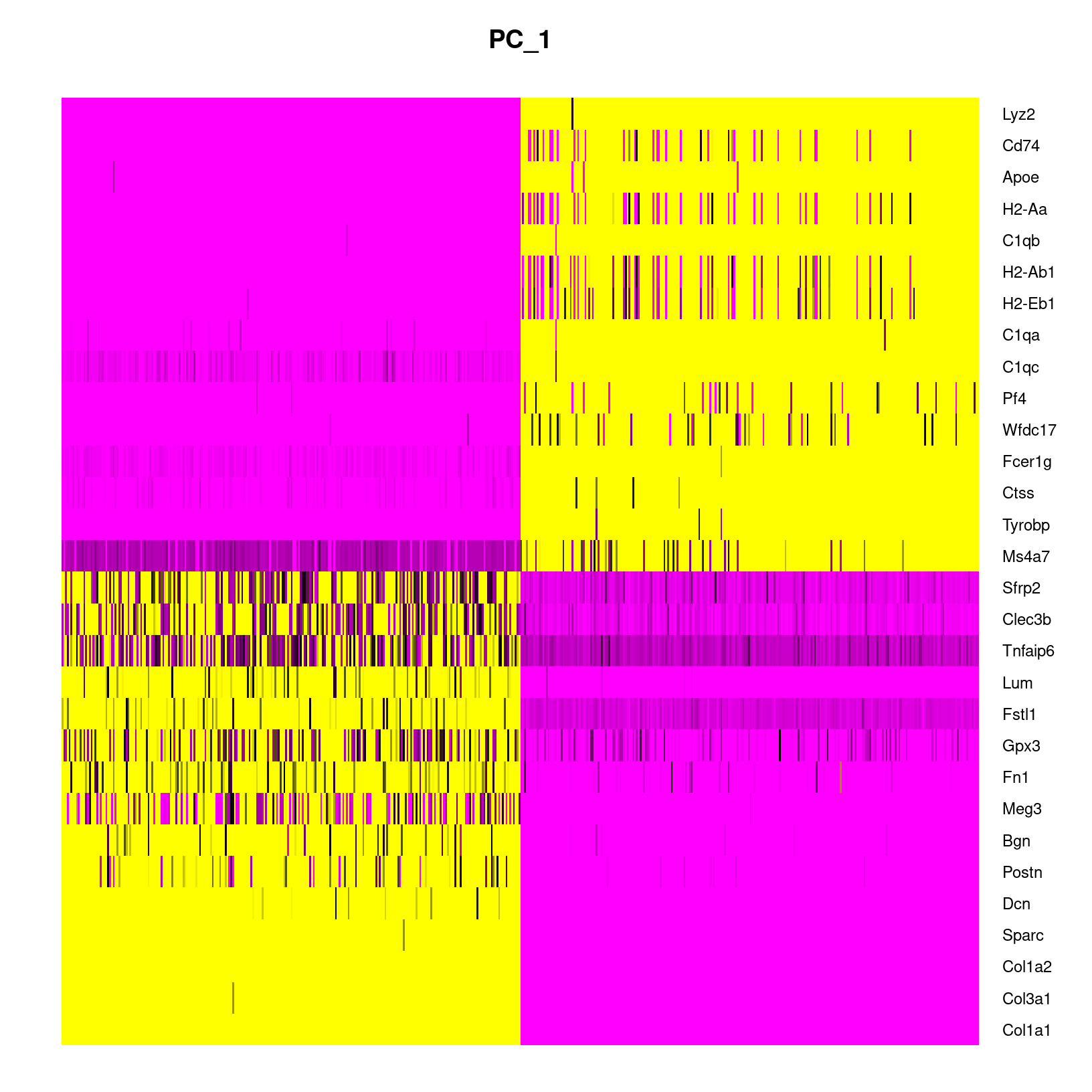 DimHeatmap for PC1 alone