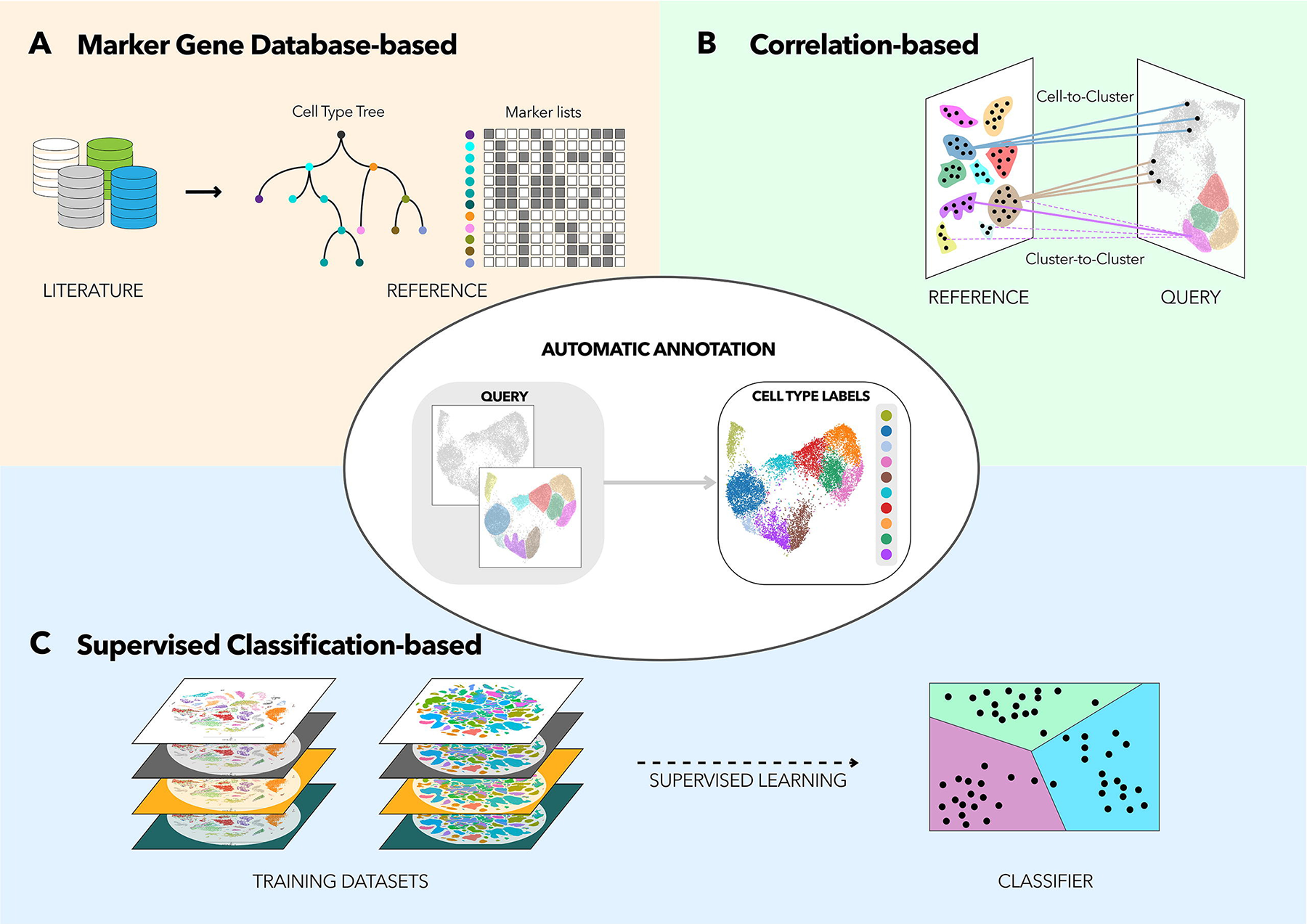 Image: Diagram of types of cell annotation approaches (from Oyang materials).